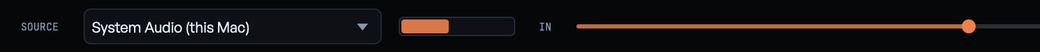 The SOURCE selector set to System Audio, next to the input meter